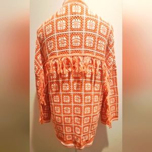 Maje crochet fringe cardigan sweater 🧡🧡🧡